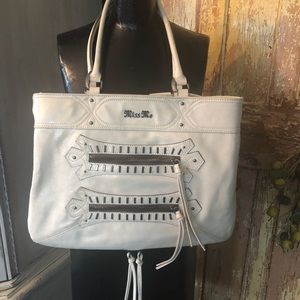 White leather miss me purse